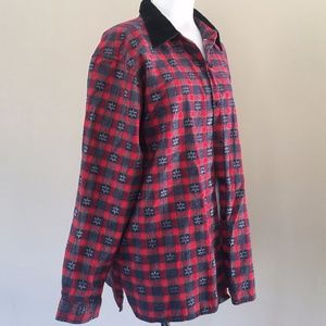 Sleep Shirt Red Plaid Large Long Sleeves